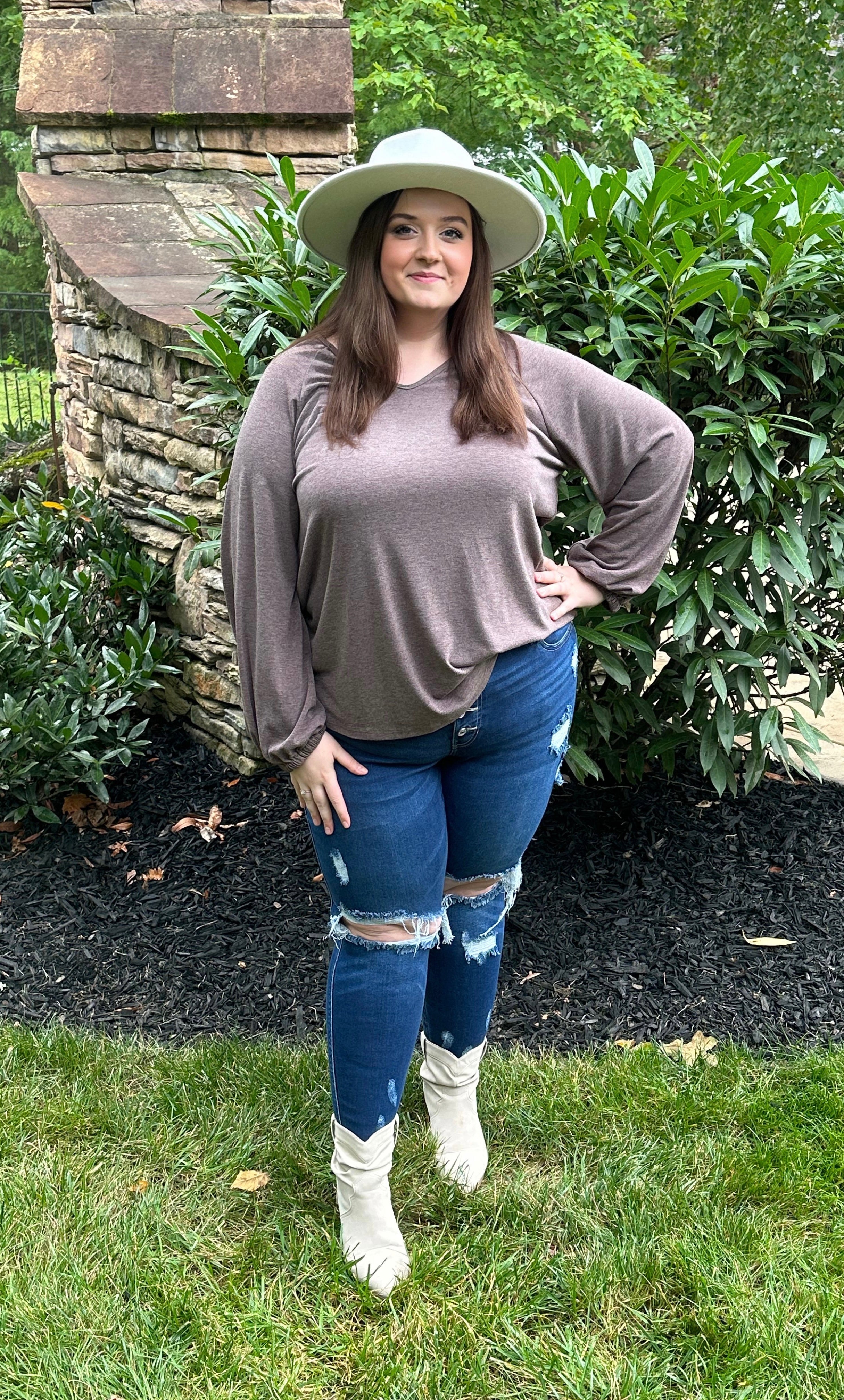 Casual V-Neck Long Sleeve Top