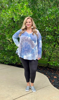 Extended Plus Tie Dye V-Neck Tunic Top