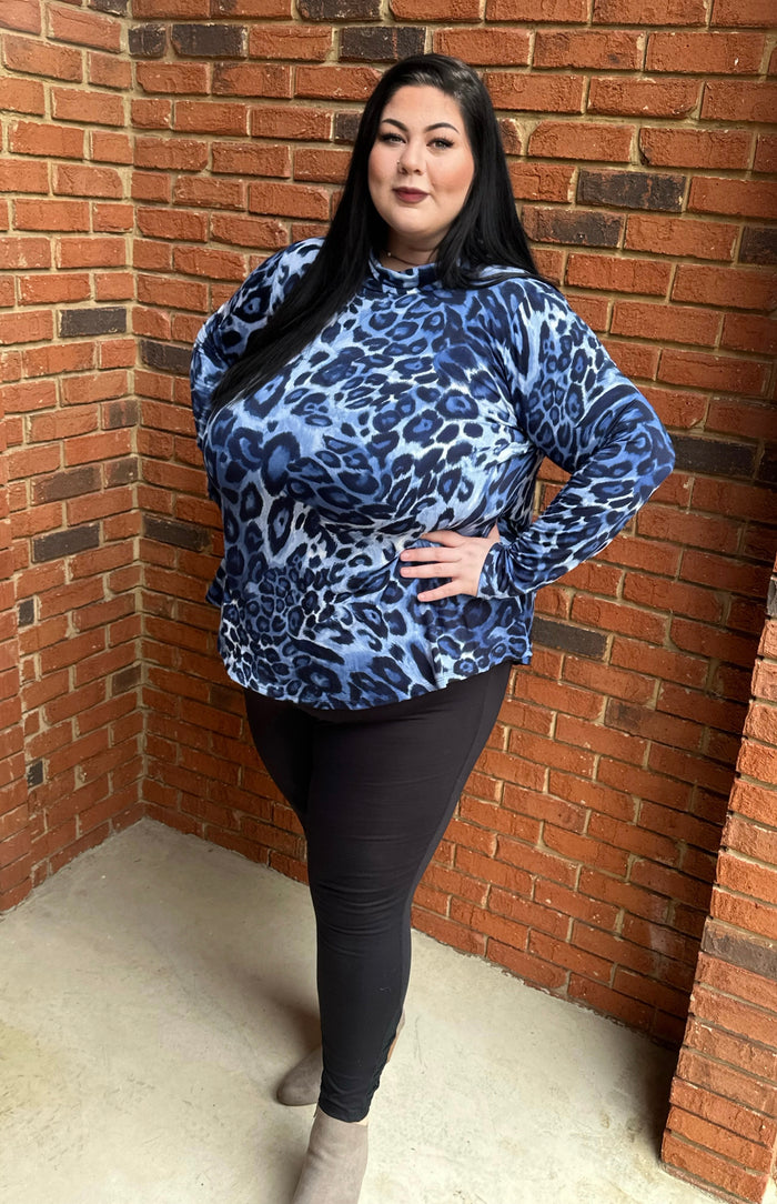 Extended Plus Leopard Print Long Sleeve Top