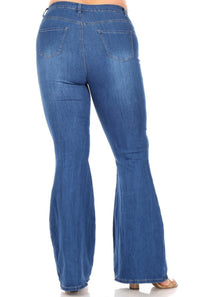 High Rise Medium Blue Flare Jeans