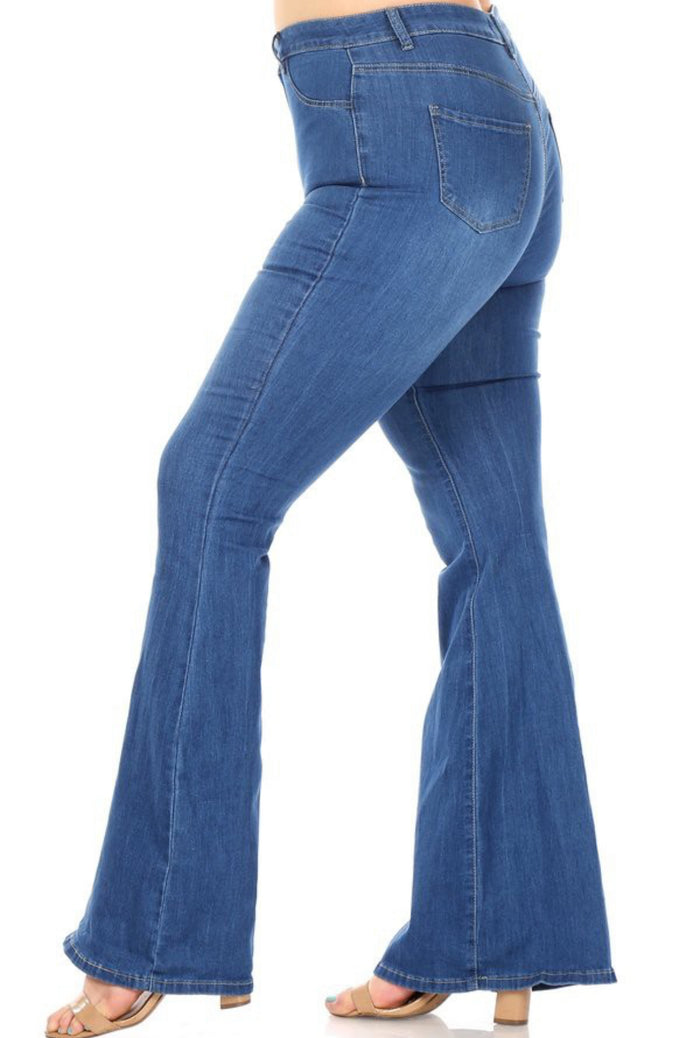High Rise Medium Blue Flare Jeans