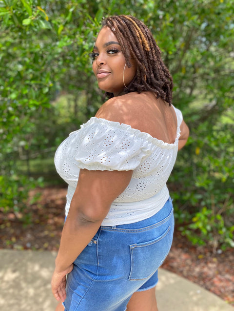 Eyelet Off Shoulder Top