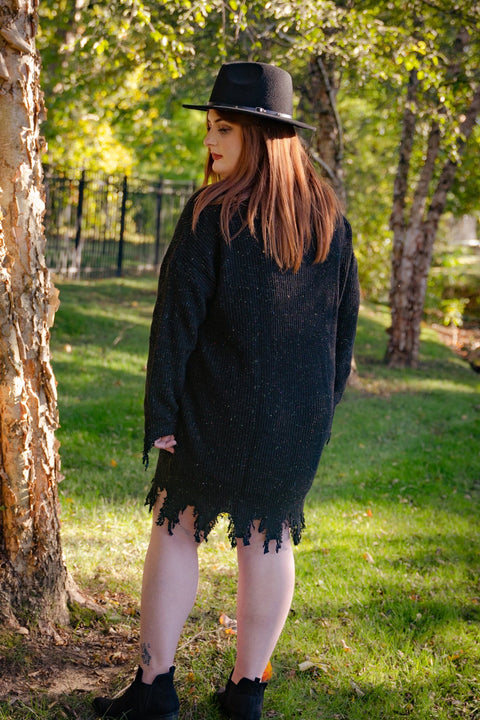 Distressed Hem Sweater Dress