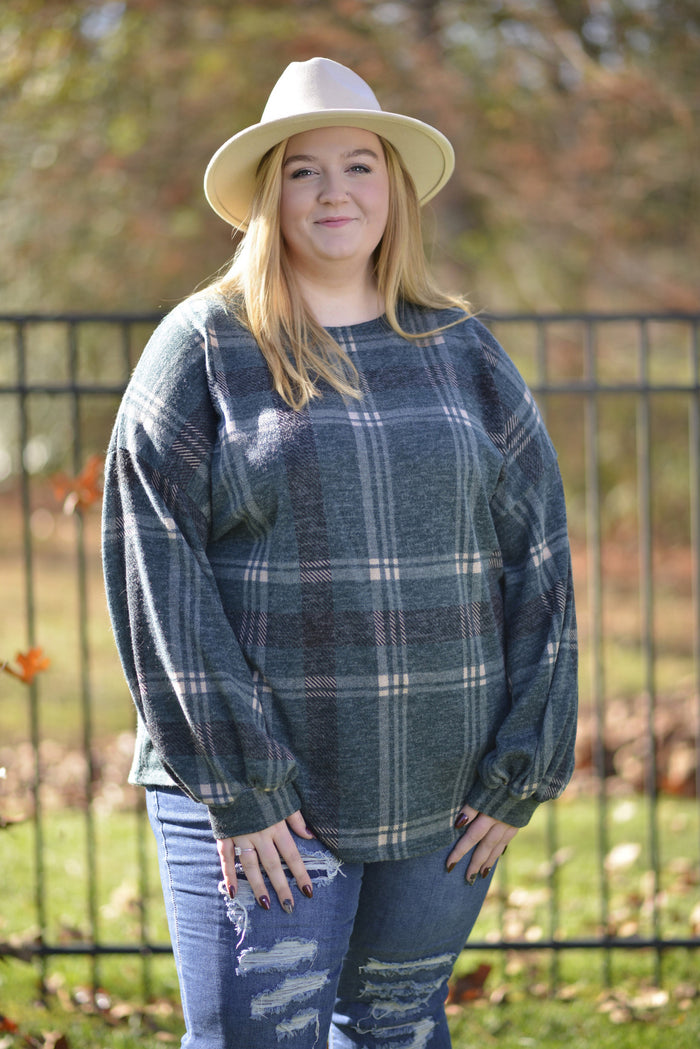 Extended Plus Plaid Sweater Top