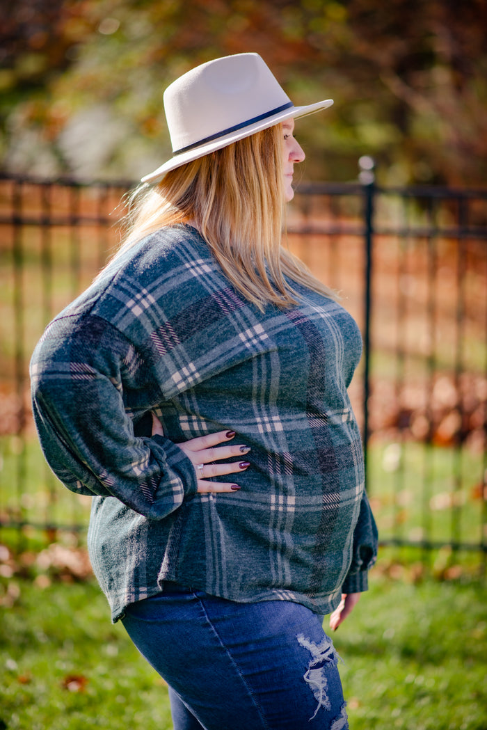 Extended Plus Plaid Sweater Top